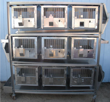 Stainless Steel Self Cleaning Rabbit Cage's Bank of 9!!!